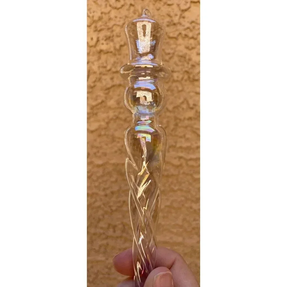 Pier 1‎ Set Of 2 Handblown Iridescent Glass Spiral Snowman Icicles Ornaments 8